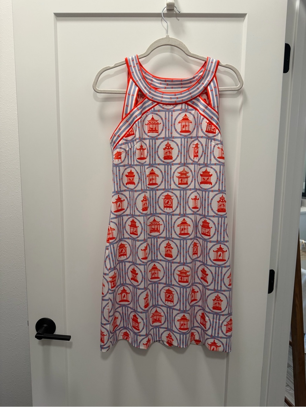 Gretchen Scott Designs Orange & White Sleeveless Patterned Dress Small